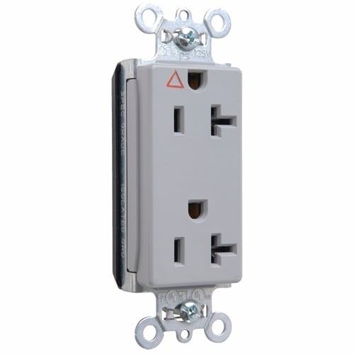 PlugTail Isolated Ground Decorator Spec Grade Duplex Receptacle 20amp 125volt Gray