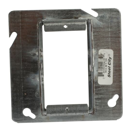 Single Gang Square Cut Tile Wall Cover, 7 Cubic Inches, 4-11/16 Inch Square x 1-1/4 Inch Raised, Pre Galvanized Steel