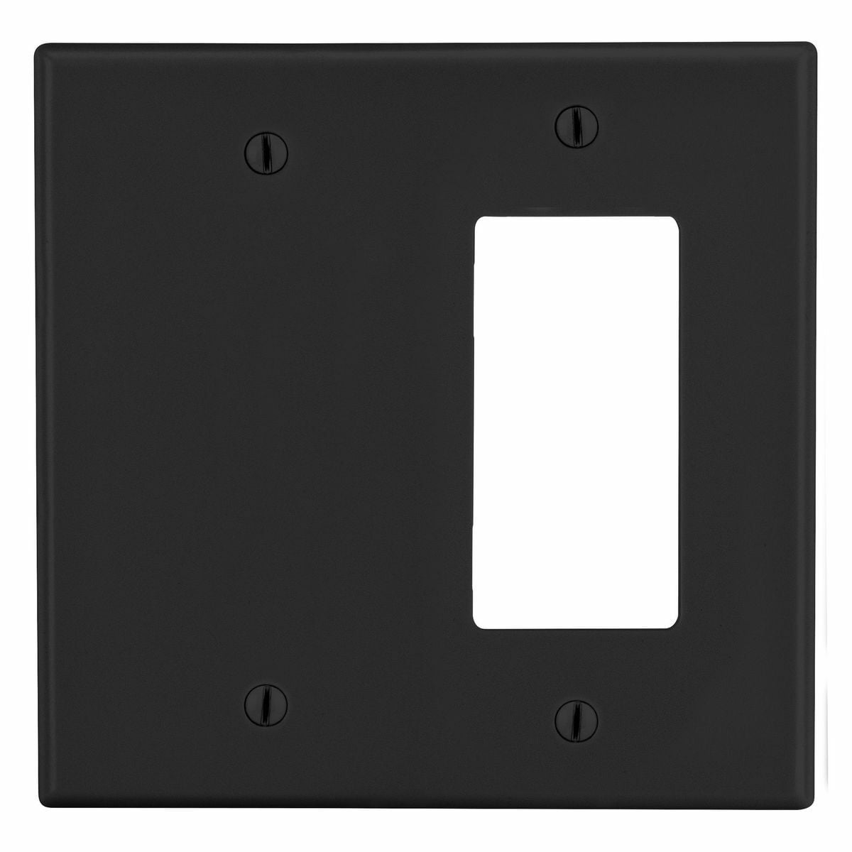 Hubbell Wiring Device Kellems, Wallplates and Box Covers, Wallplate,Non-Metallic, 2-Gang, 1) Decorator 1) Blank, Black