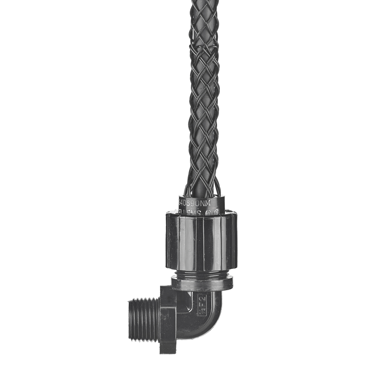 Kellems Wire Management, Deluxe Cord Grips, 90 Degree Male Non- Metallic, .625-.750", 1" with Mesh