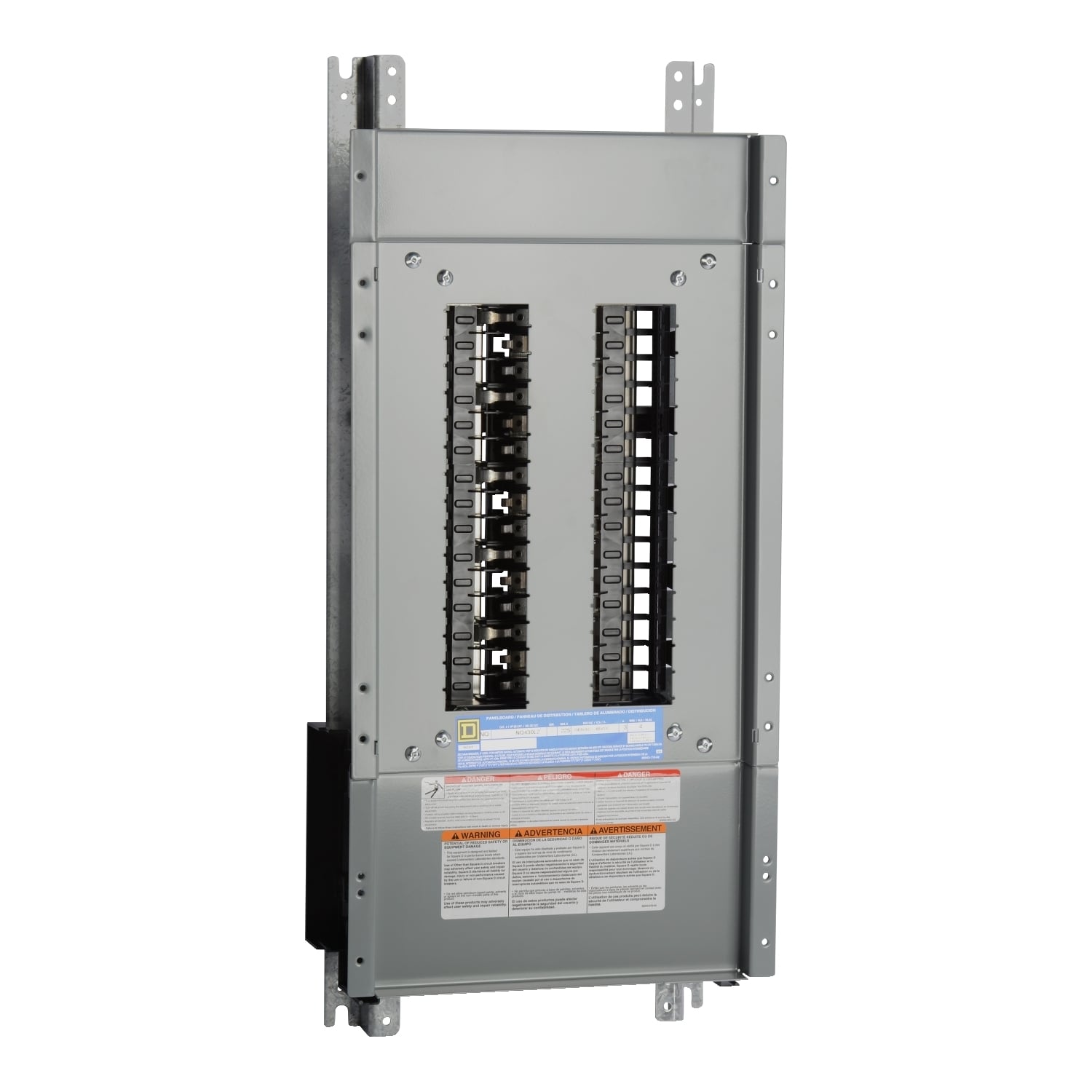 Panelboard interior, NQ, main lugs, 600A, Cu bus, 30 pole spaces, 3 phase, 4 wire, 240VAC, 48VDC