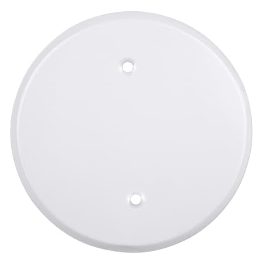 Round Blank Weatherproof Cover, 5 Inch Diameter, 2-3/4 Inch Mounting Holes on Center, White, Aluminum