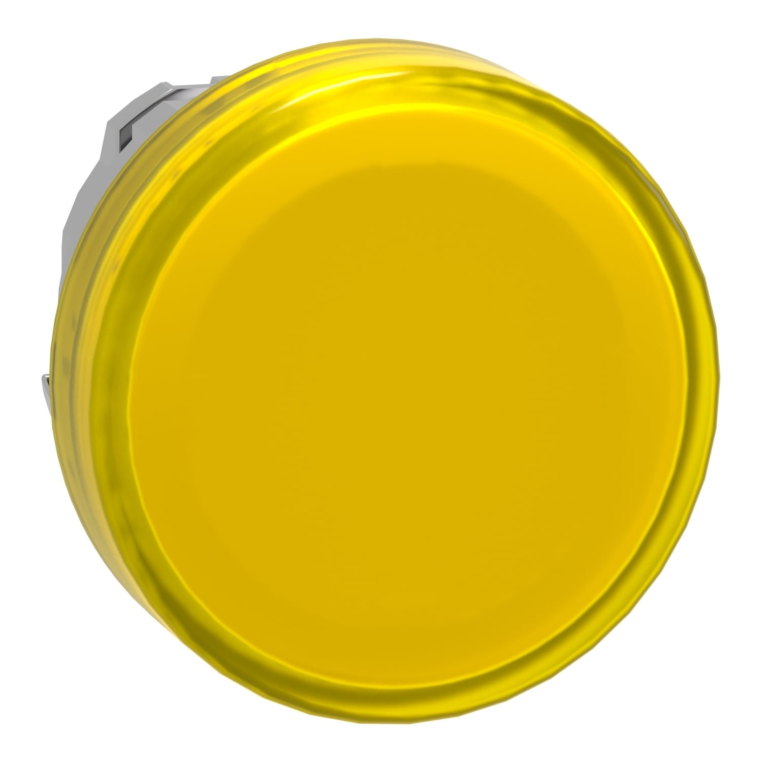 Head for pilot light, Harmony XB4, yellow, 22mm, with plain lens, universal LED