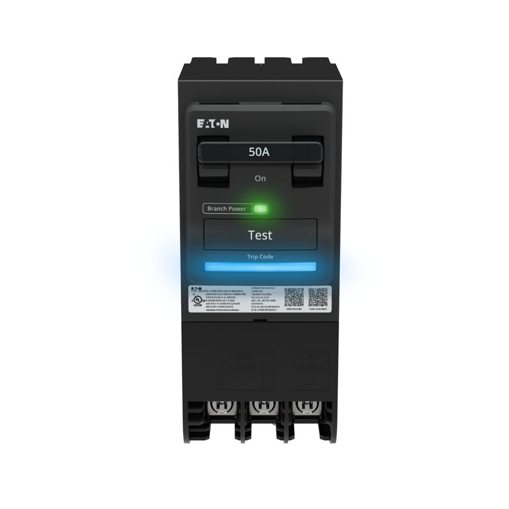Eaton AbleEdge BR smart breaker, 2P GFI 50A, 120/240V, Plug-on, Wi-Fi
