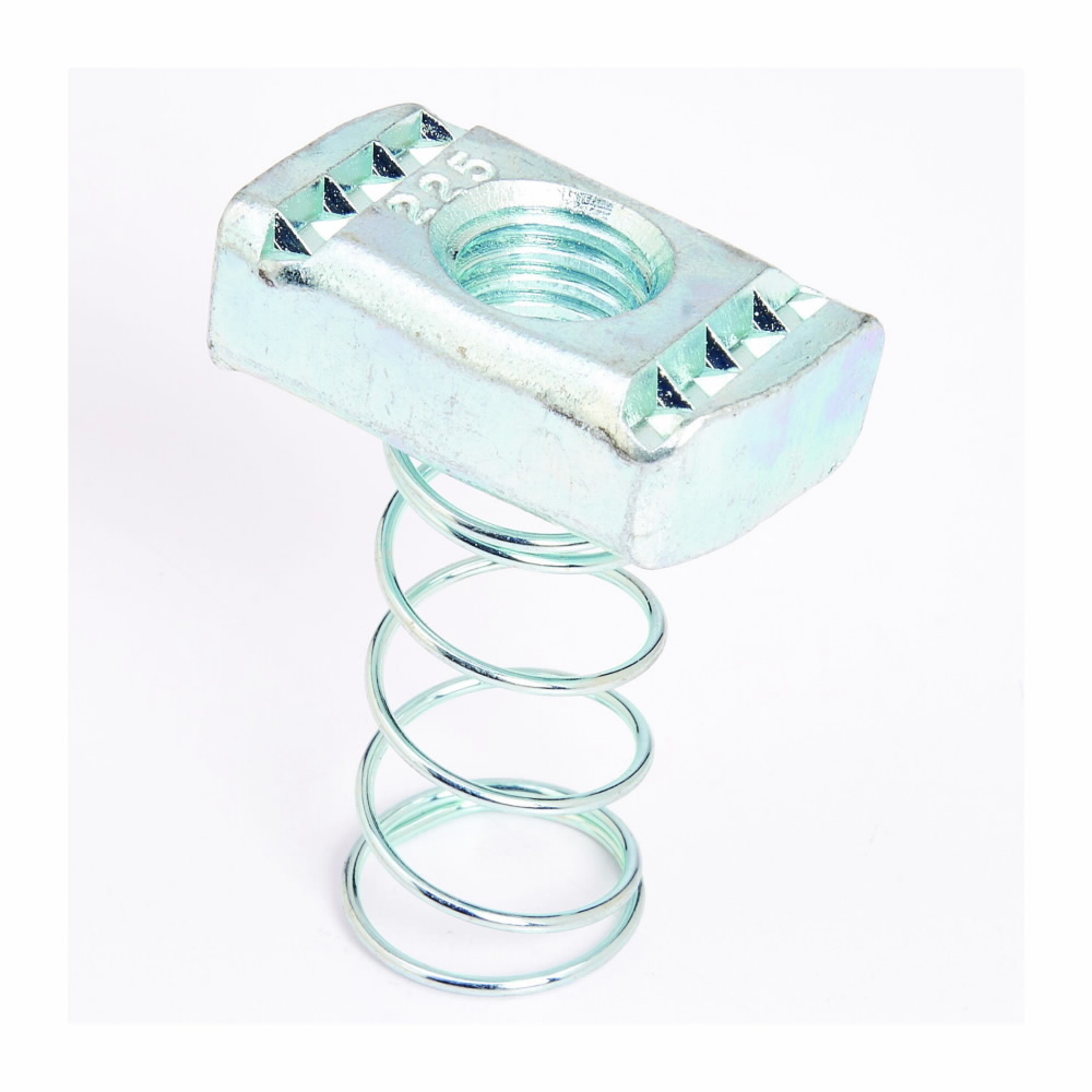 Eaton B-Line series spring nut, 0.85"Hx2"Lx1.31"W, Stainless steel type 316, 1/2"-13 bolt size, 250 lbs load rating, 1500 lbs load rating