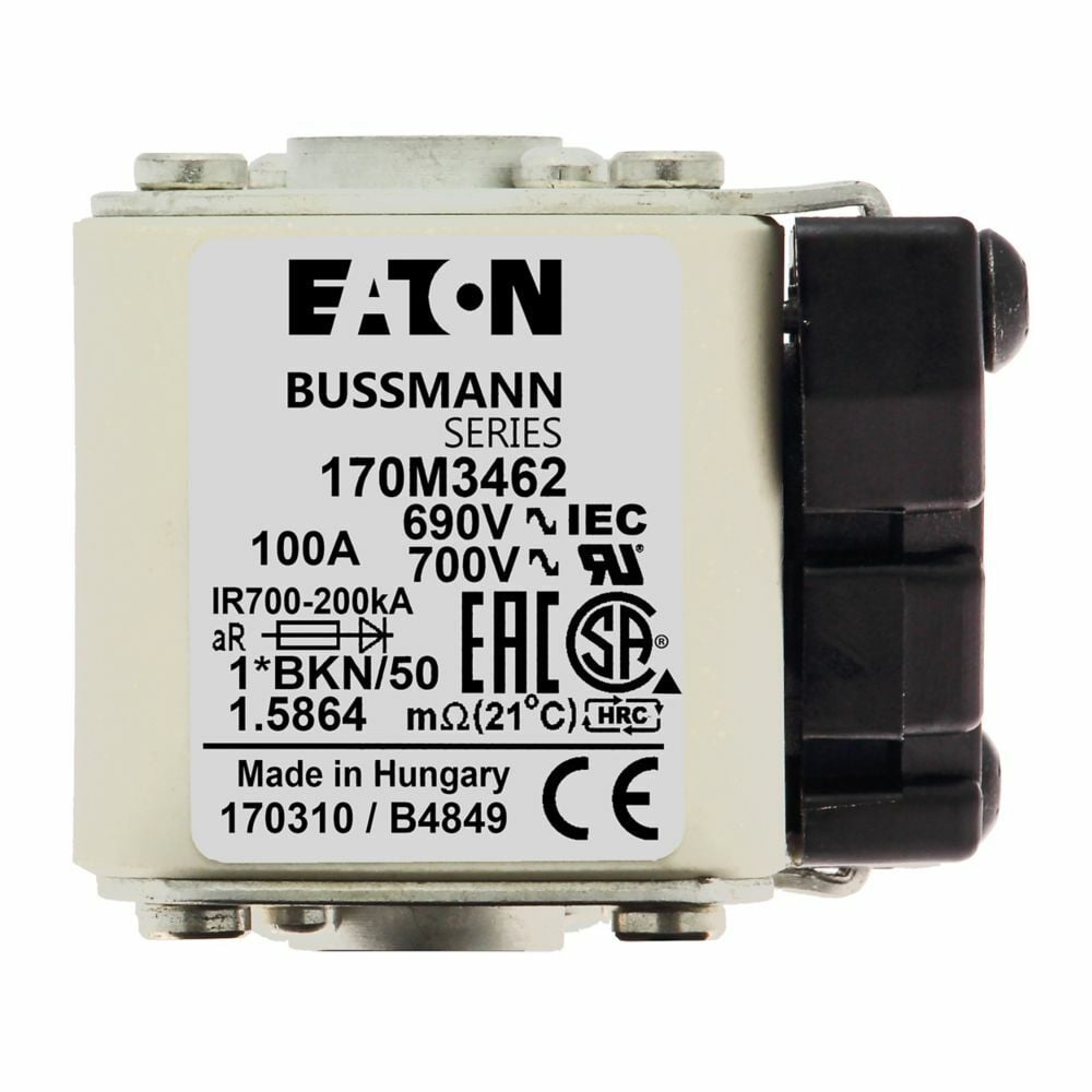 Fuse-link, high speed, 100 A, AC 690 V, compact size 1, 45 x 59 x 51 mm, aR, IEC, UL, single indicator