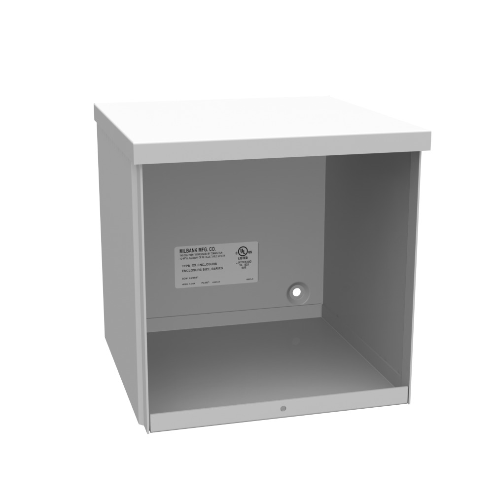 8x8x8 Screw Cover Type 3R UL Listed Steel No Knockouts ANSI 61 Gray Quad D Knockout for Lock Emboss Mounting Holes in Back