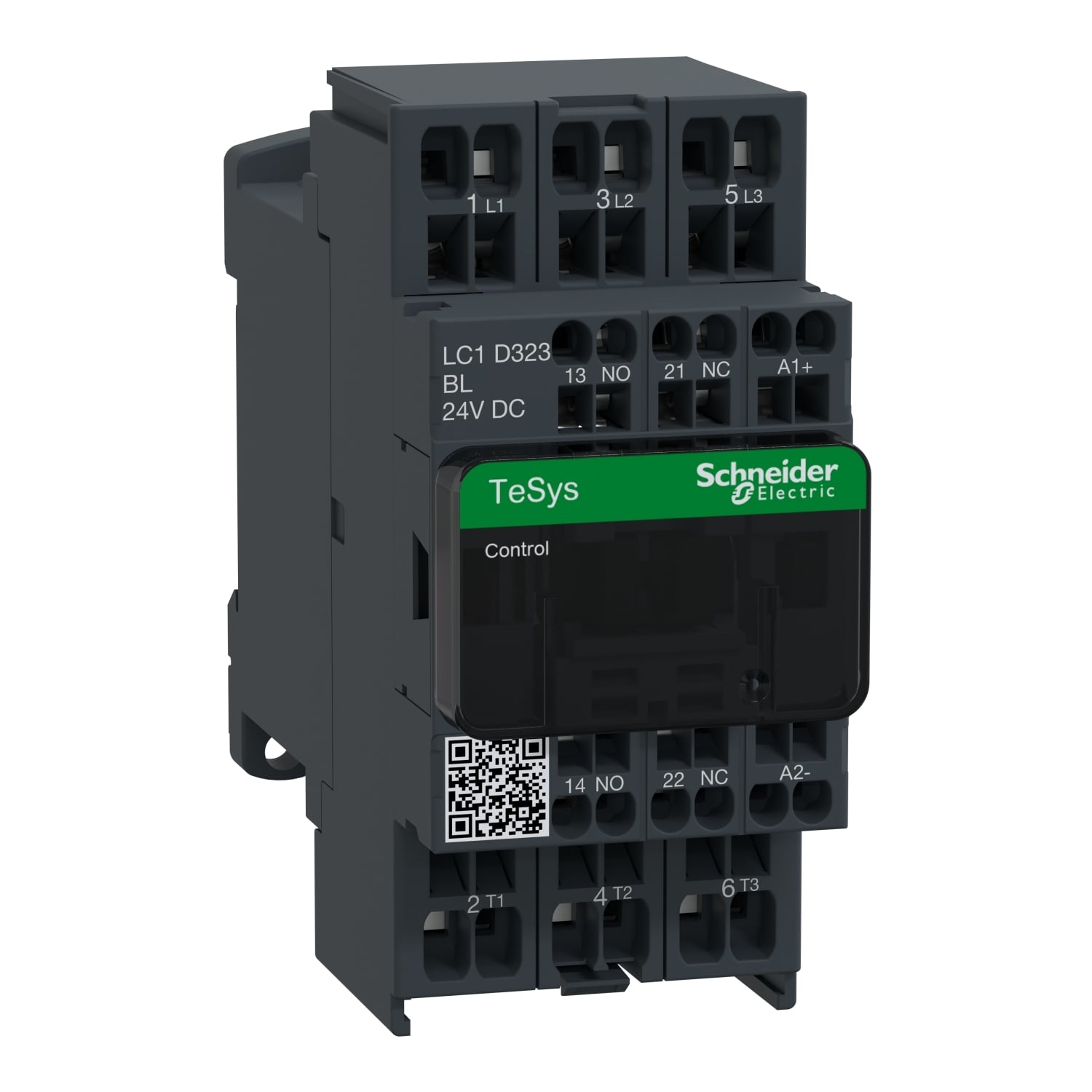 IEC contactor, TeSys Deca, nonreversing, 32A, 20HP at 480VAC, 3 phase, 3 pole, 3 NO, low consumption 24VDC coil, open style