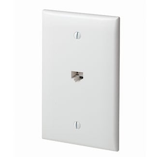 QuickPlate Wallplate, Mid Size, 1 Data Port (Cat 5e, T568A Wiring), Light Almond