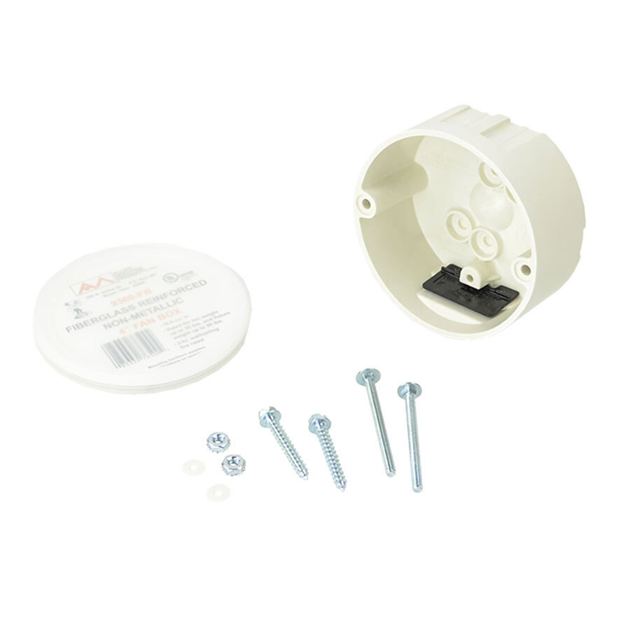 Speed Klamps; Round Fan/Fixture Outlet Box; 1-3/4 Inch Depth, Thermoset-Fiberglass, 16 Cubic-Inch, Beige/Tan