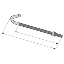 Eaton B-Line series U-bolt and J-bolt, 14.5" H x 0.5" D, Steel, 12-3/4" thread/rod size, 0.625" beam thickness