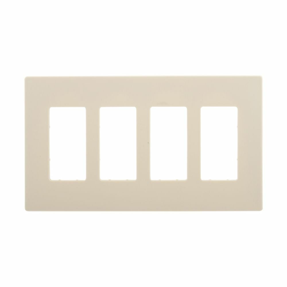 Mid-size Screwless Wallplate, Almond, Decorator, Polycarbonate, 4, Mid-size