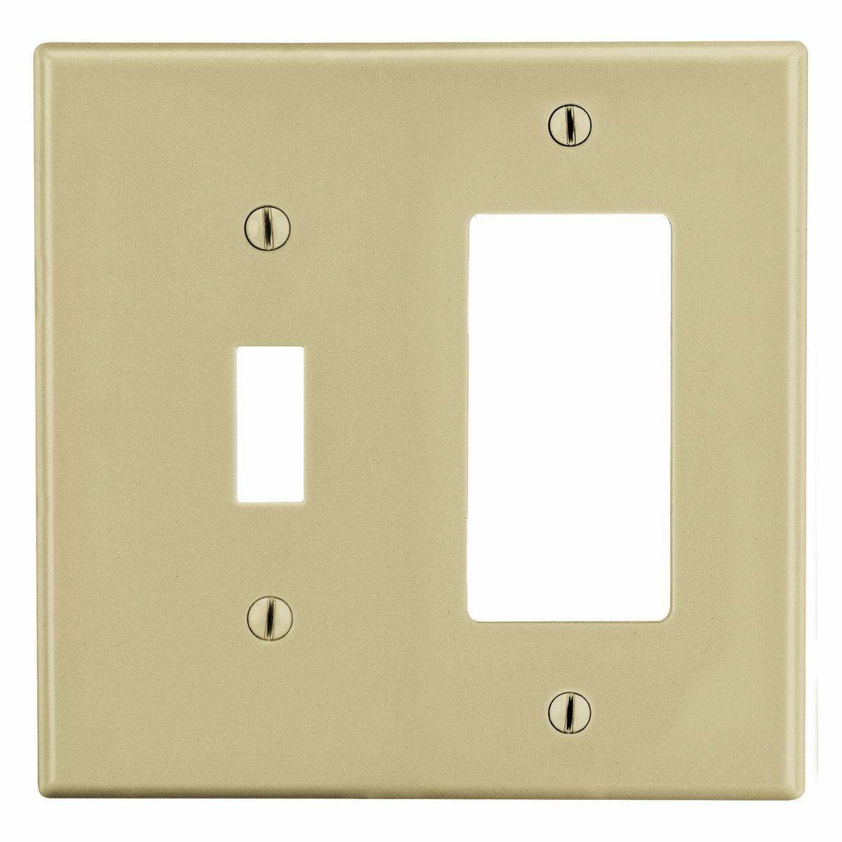 Hubbell Wiring Device Kellems, Wallplates and Box Covers, Wallplate,Non-Metallic, Mid-Sized, 2-Gang, 1) Toggle 1) Decorator, Ivory