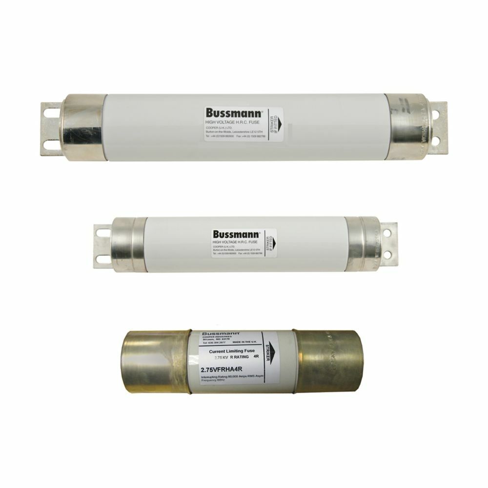Eaton Bussmann series medium auxiliary fuse, VT fuse-link, medium voltage, 0.5 A, AC 7.2 kV, BS88, 21 x 142 mm, back-up, BS, 0.5E, Protect of auxiliary trans, 5 A, 45K A Breaking Cap, Inst Air, E, British Standard, AC, Class back-up