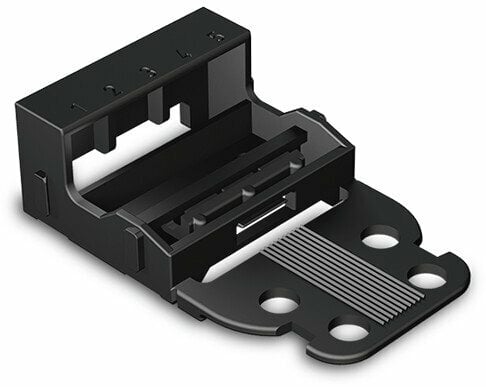 Mounting carrier; for 5-conductor terminal blocks; 221 Series - 4 mm²; with snap-in Mounting foot for vertical Mounting; black