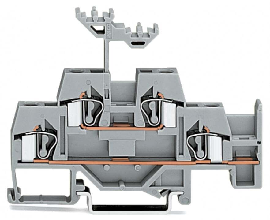 Double-deck terminal block; Through/through terminal block; with additional jumper position on lower level; for DIN-rail 35 x 15 and 35 x 7.5; 4 mm; 4,00 mm; gray