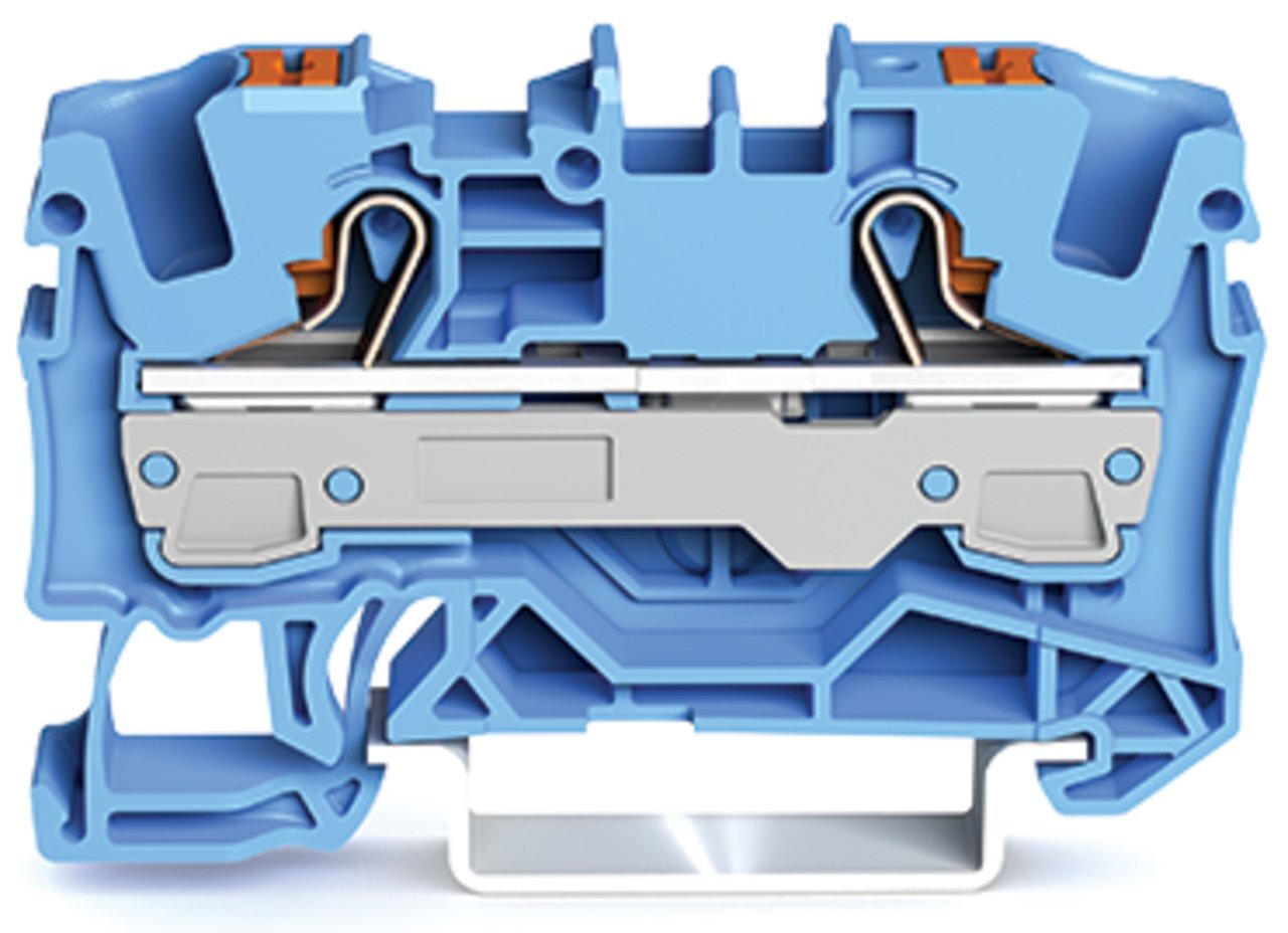 2-conductor through terminal block; with push-button; 6 mm; with test port; suitable for Ex i applications; side and center marking; for DIN-rail 35 x 15 and 35 x 7.5; Push-in CAGE CLAMP; 6,00 mm; blue
