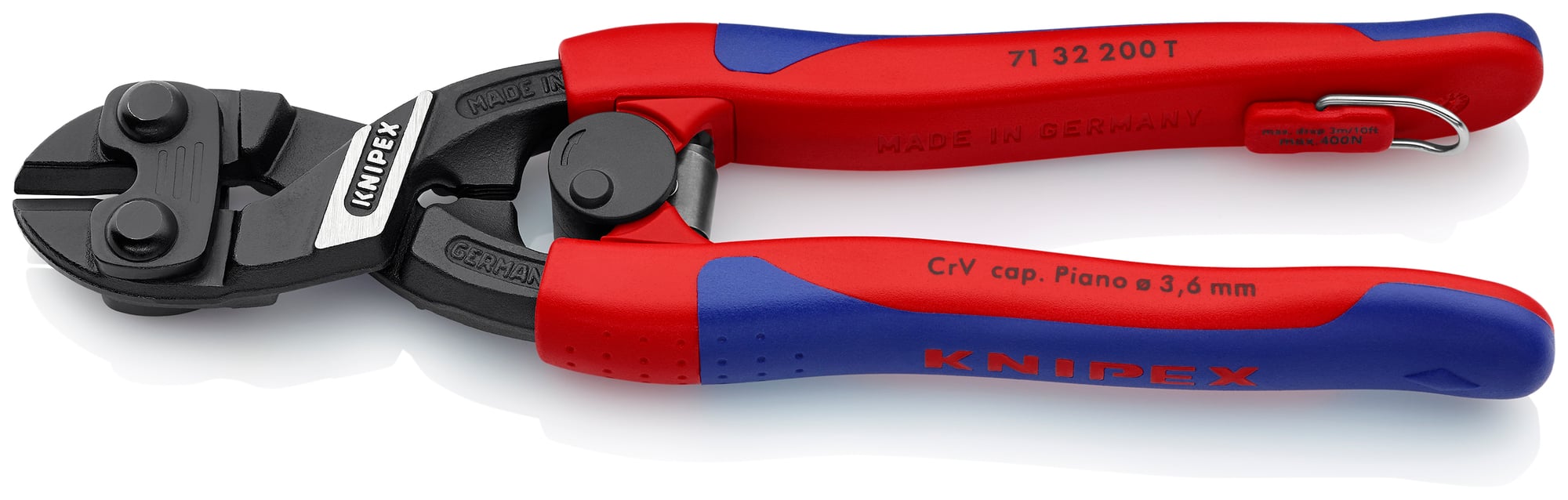 CoBolt High Leverage Compact Bolt Cutter-Notched Blade-Tethered Attachment, 8 in., Slim Multi-Component