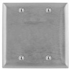 Hubbell Wiring Device Kellems, Wallplates and Boxes, Metallic Plates, 2-Gang, Blank, Box Mount, Standard Size, Stainless Steel