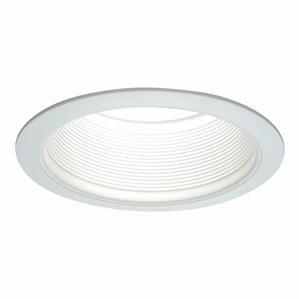 6" White Tapered Metal Baffle, 2-White Rings Narrow & Wide