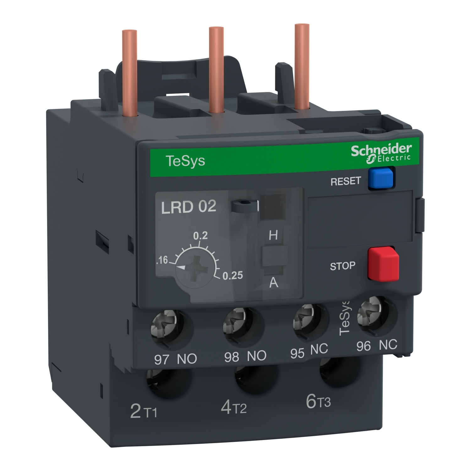 LR3D02 TeSys LRD Bi-Metallic Non-Differential Thermal Overload Relay, 0.16 to 0.25 A, 690 V AC V Coil