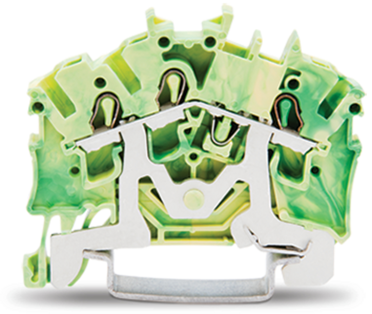 3-conductor ground terminal block; 2.5 mm; suitable for Ex e II applications; side and center marking; for DIN-rail 35 x 15 and 35 x 7.5; Push-in CAGE CLAMP; 2,50 mm; green-yellow