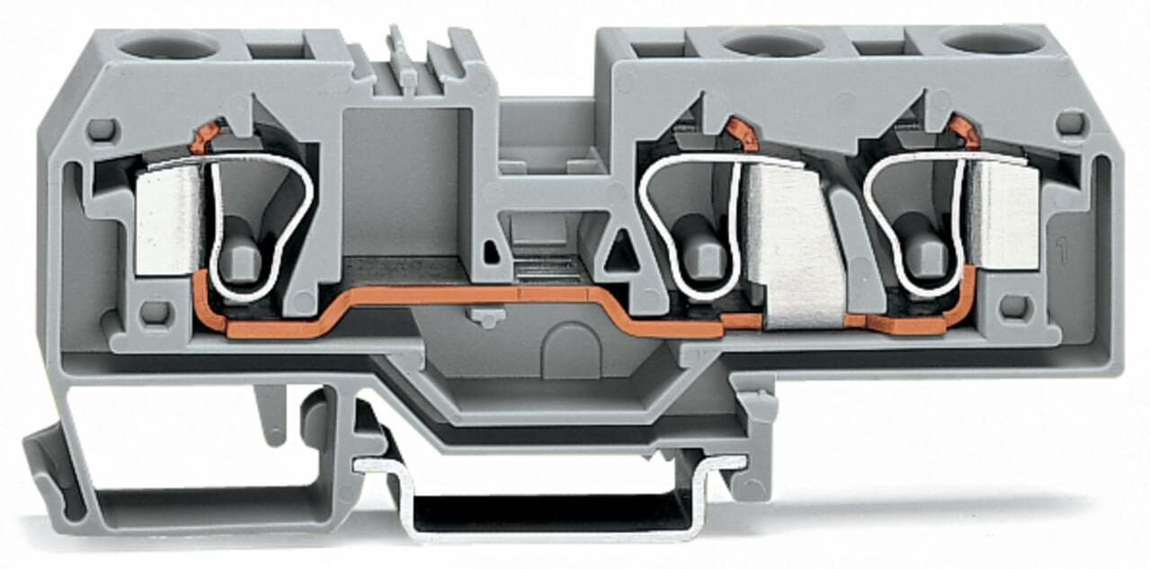 3-conductor through terminal block; 10 mm; center marking; for DIN-rail 35 x 15 and 35 x 7.5; CAGE CLAMP; 10,00 mm; blue