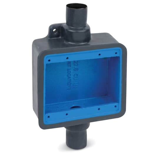 PVC Double-Coated Feed-Thru Device Box, FD Series, Double Gang, Deep Style, Pipe Size 3/4 Inch/21 Metric, Iron Alloy, Dark Gray