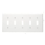 5-Gang Toggle Device Switch Wallplate, Standard Size, Thermoset, Device Mount, Brown