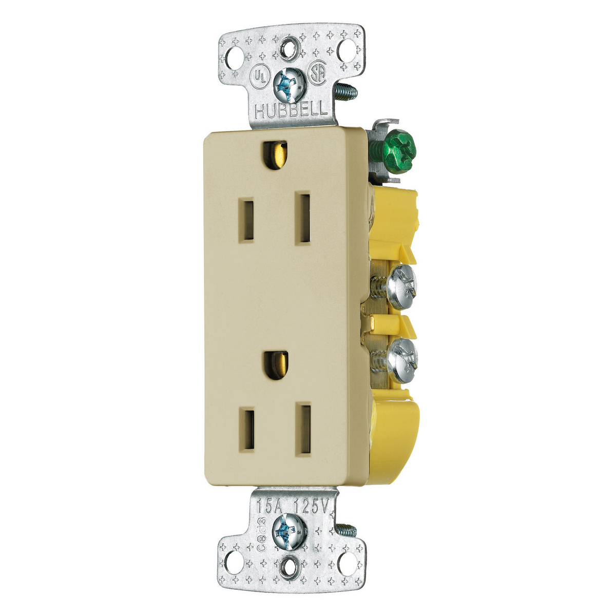 tradeSELECT Straight Blade Residential Grade, Decorator Duplex, 15A 125V, 2-Pole 3-Wire Grounding, 5-15R