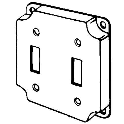 Features:Configuration Two Toggle Switch, Standard:UL E18095, Material:Steel, Shape:Square, Size:4 X 4 X 0.5IN, Cubic Capacity:7CI