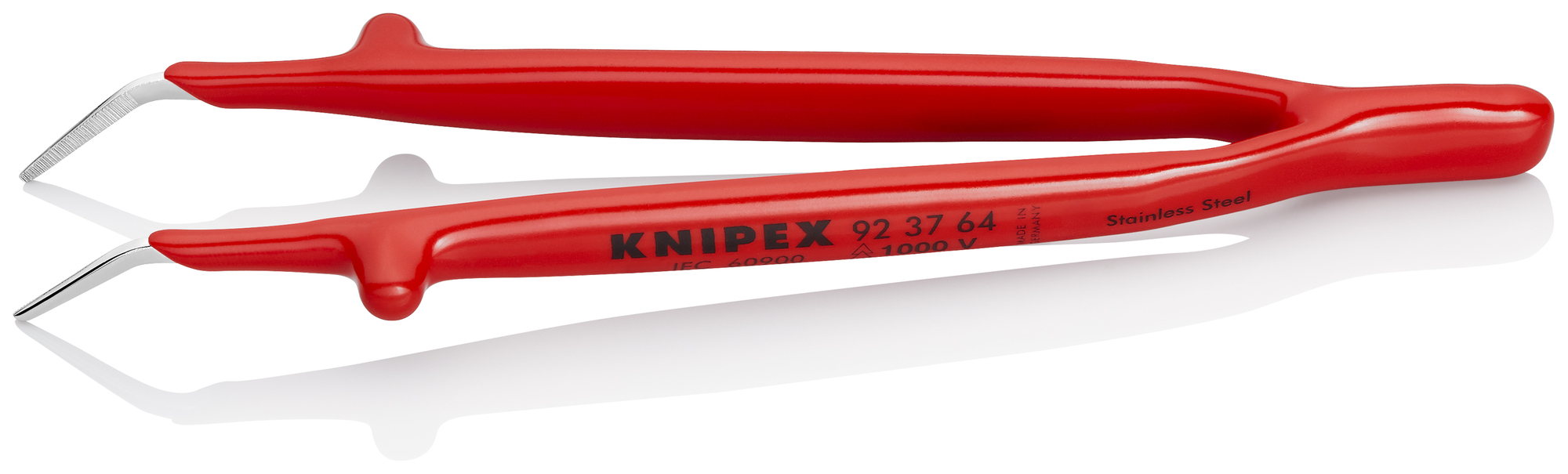 Stainless Steel GrippingTweezers-30°Angled-1000V Insulated, 6 in., 1.00 mm TT, 1.30 mm TW