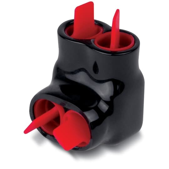 AMT 2 Multi-Port Same Side PVC Connector, Ultraviolet Resistant, Wire Range 4-14 Str, Length 1.15 Inches, Width 1.25 Inches, Height 1.25 Inches, Slotted Screw, Black Insulation