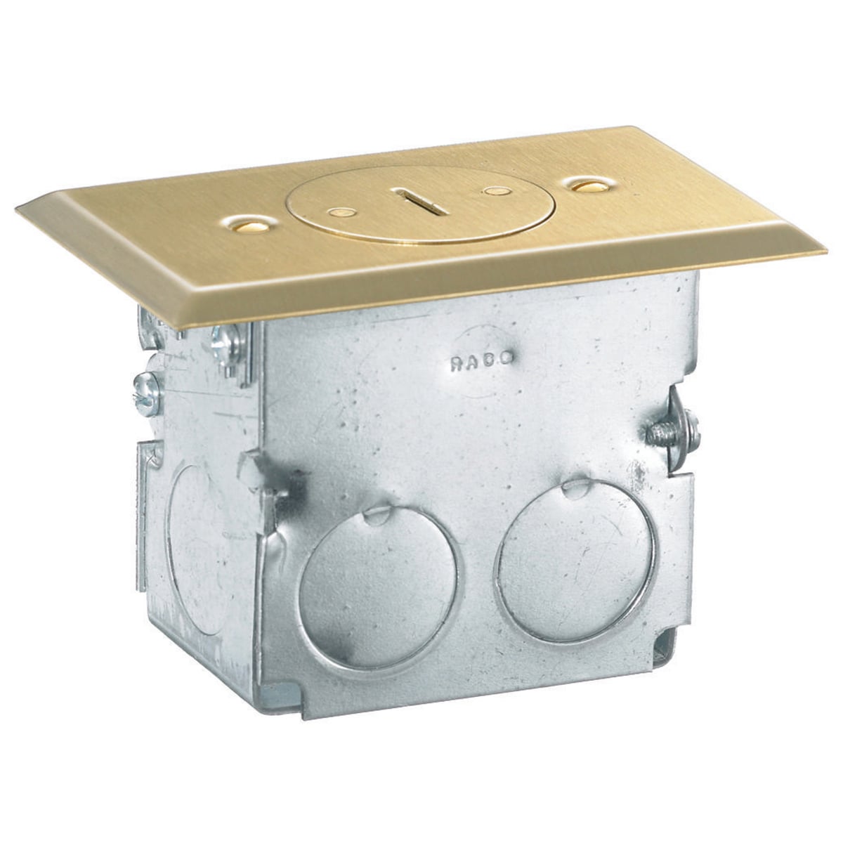 Floor and Wall Boxes, Residential Floor Box Kit, Drop-In, Tamper Resistant, 15A 125V, 2-Pole 3-Wire Grounding, Brass
