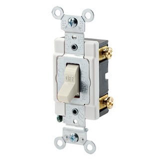 20-Amp, 120/277-Volt, Toggle Single-Pole AC Quiet Switch, Heavy Duty Spec Grade, Grounding, Light Almond