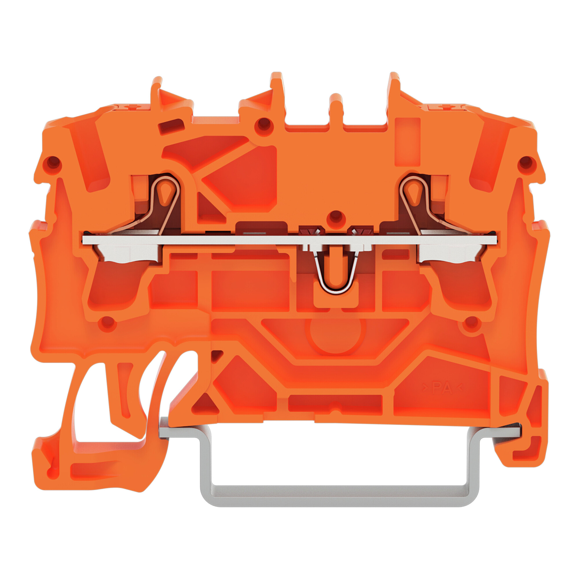 2-conductor through terminal block, with push-button 2.5 mm, orange