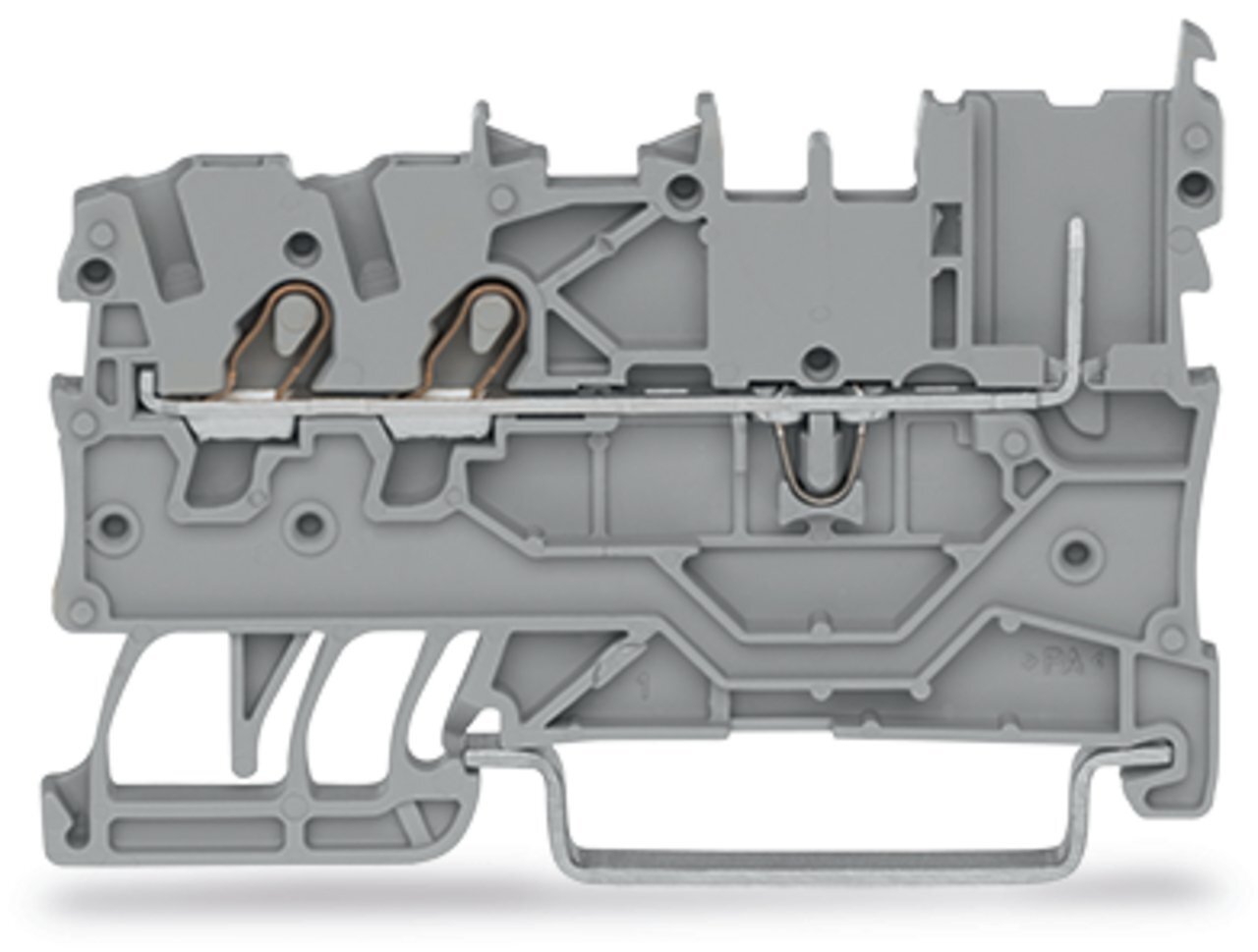 2-conductor/1-pin carrier terminal block; for DIN-rail 35 x 15 and 35 x 7.5; Push-in CAGE CLAMP; 1,00 mm; gray