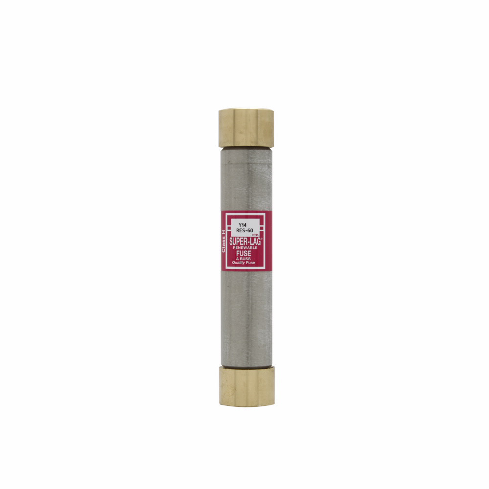 Eaton Bussmann series RES fuse, Super Lag, Time Lag, 600V, 60A, 10 kAIC at 250 Vac, Non Indicating, Non Current-limiting, renewable, Ferrule end X ferrule end, Class H