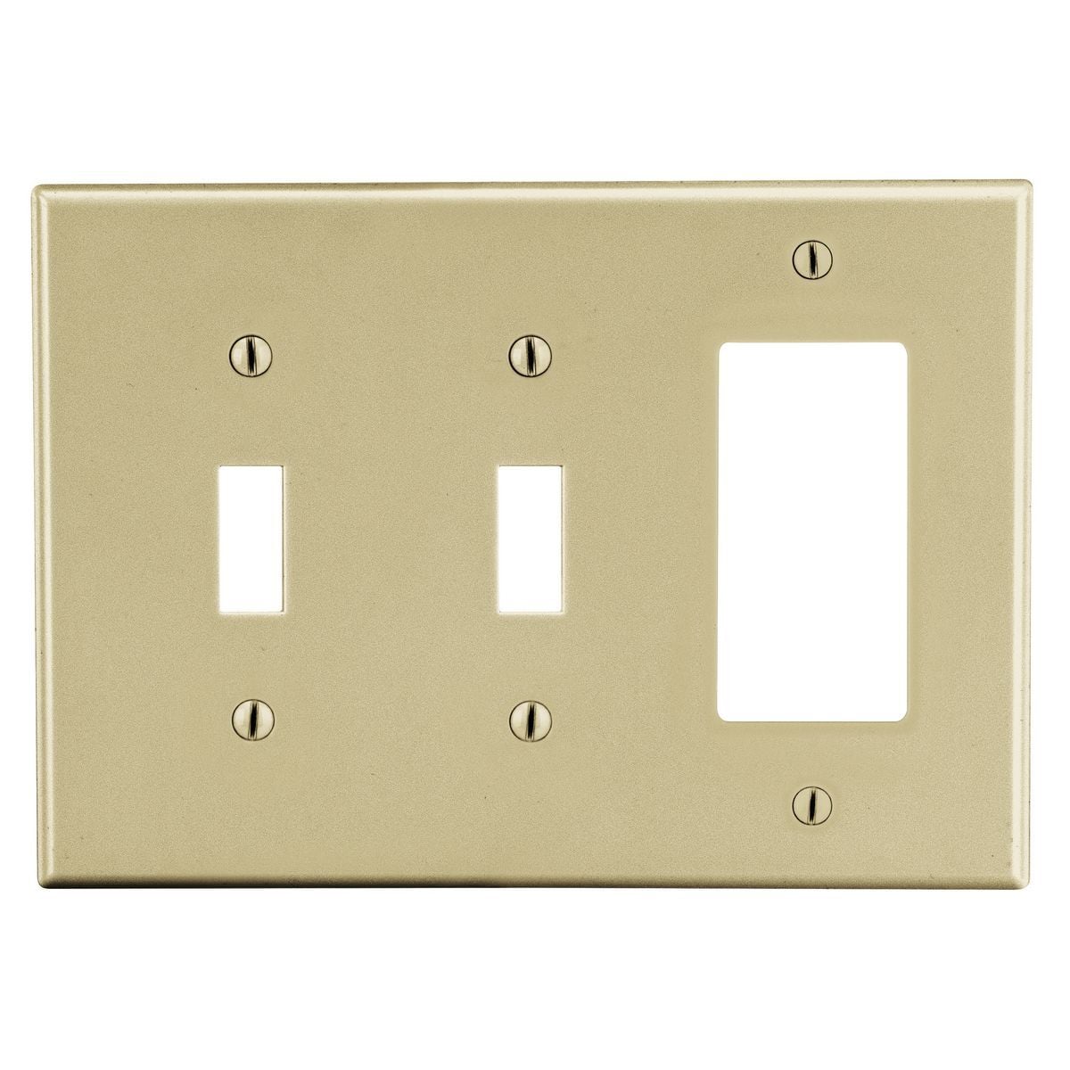 Wallplate, 3-Gang, 2) Toggle 1) Decorator, Ivory