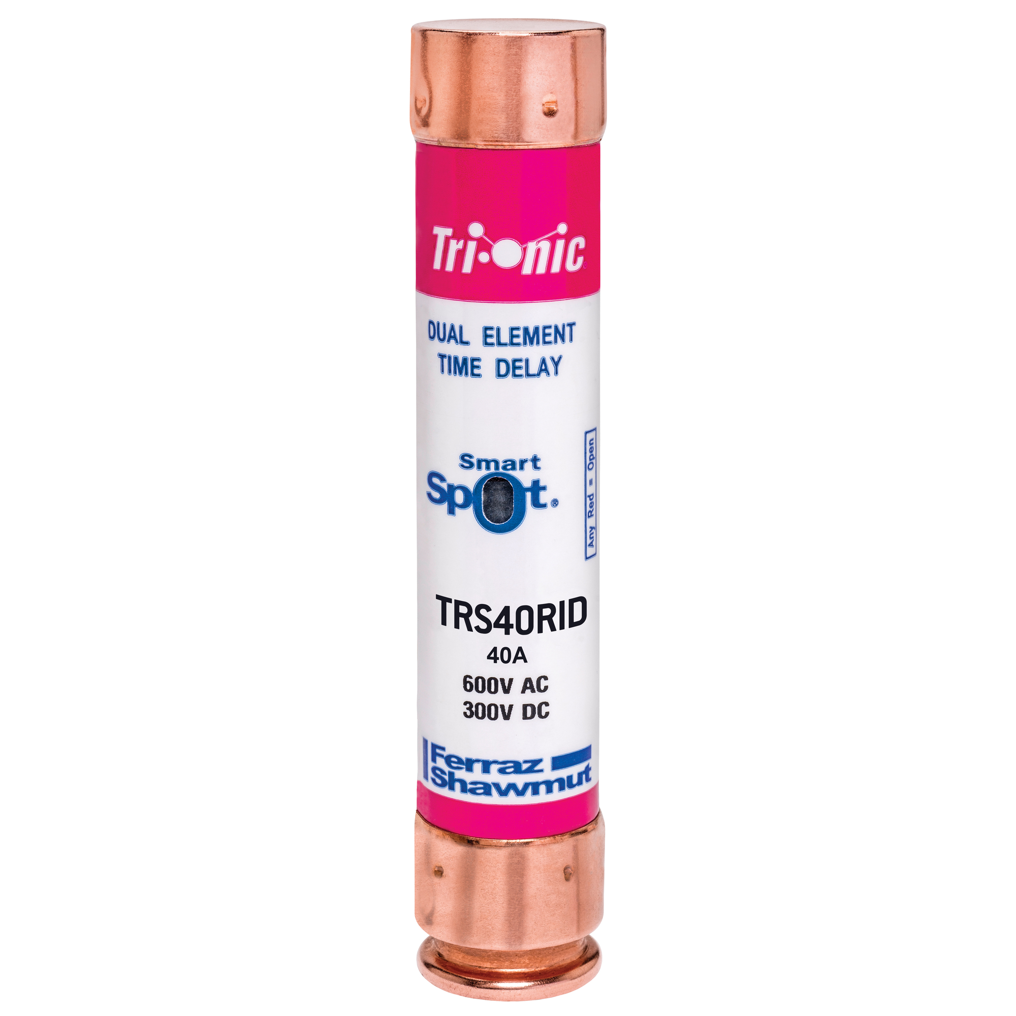 Fuse TRS-R - Class RK5 - Time-Delay 600VAC 300VDC 40A Ferrule SmartSpot