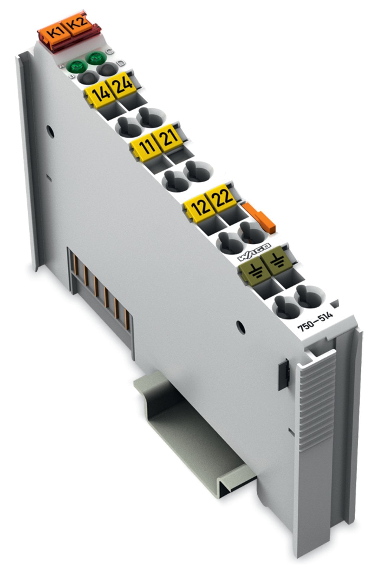 2-channel relay output; 125 VAC; 0.5 A; Potential-free; 2 changeover contacts