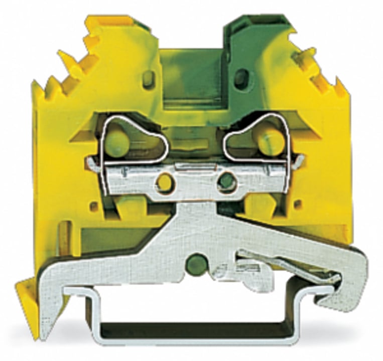 2-conductor ground terminal block; 4 mm; lateral marker slots; for DIN-rail 35 x 15 and 35 x 7.5; CAGE CLAMP; 4,00 mm; green-yellow