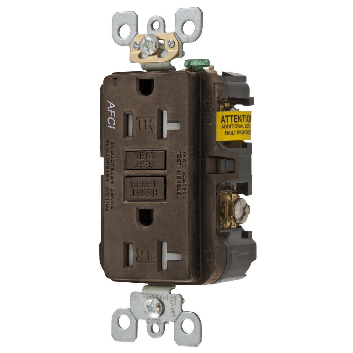 20A ARC FAULT TR RECEPTACLE BROWN.