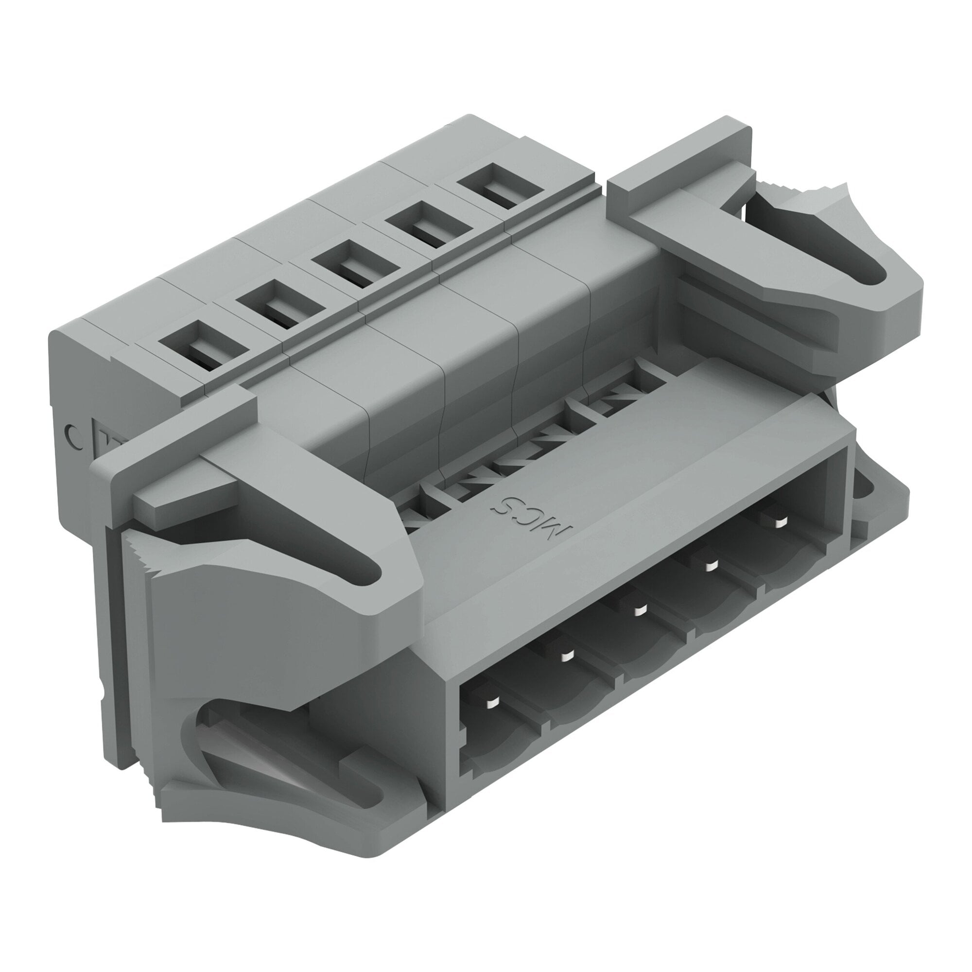 1-conductor male connector; CAGE CLAMP; 2.5 mm; Pin spacing 5 mm; 5-pole; Snap-in flange; 2,50 mm; gray