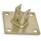 Connector Post Base, 6 Inch Square Base, Length of Connector 3 Inches, Width of Connector 1-3/4 Inch, Steel with 3/4 Inch Holes on 1-1/2 Inch Centers
