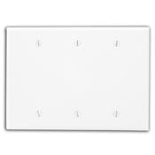 Midway Size High Impact Thermoplastic 3-Gang Blank Wallplate, White