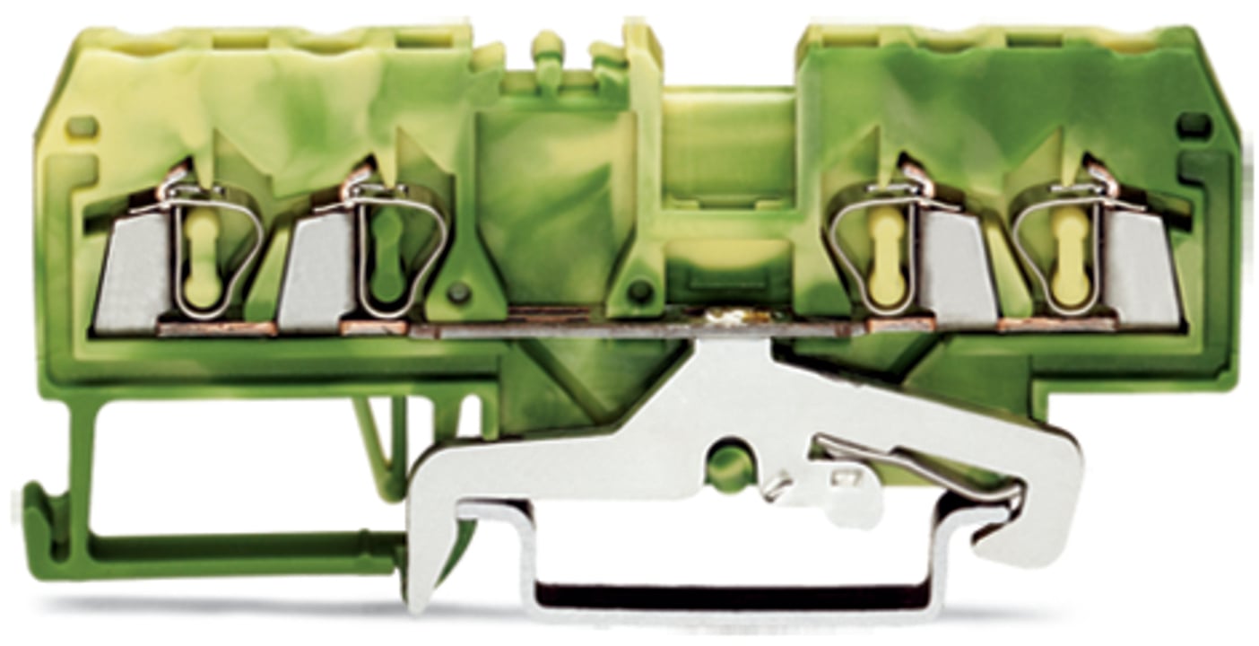 4-conductor ground terminal block; 2.5 mm; center marking; for DIN-rail 35 x 15 and 35 x 7.5; CAGE CLAMP; 2,50 mm; green-yellow