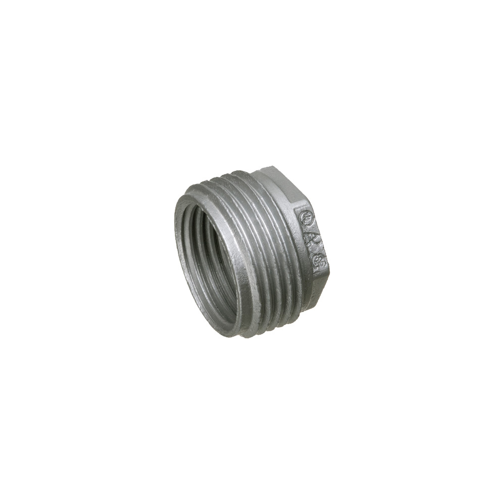 1-1/4" x 1/2" Hex head reducing bushing, zinc die-cast, maintains ground path and able to pass ul high current testing.
