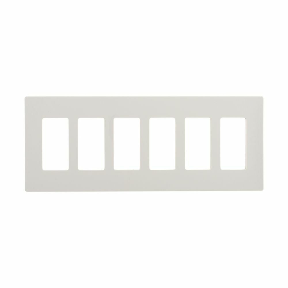 Eaton Screwless wallplate, Screwless, White, Decorator Cutout, Polycarbonate, 6-Gang, Mid-size
