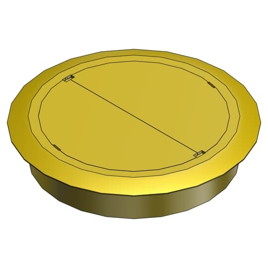 One-Piece Carpet Plate Cover for Recessed Service Floor Box, 5-11/16 Inch Diameter, Color Gold, PolyCarbonate, Includes 1 Duplex Receptacle Plate, with Molded Support Ribs